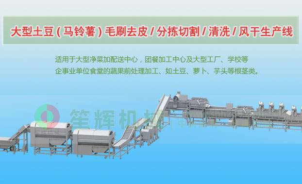 新邵连续式土豆去皮清洗切割风干生产线